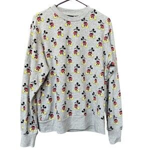 Disney Mickey Mouse All Over Grey Light Sweatshirt Size S/M Unisex #G1227